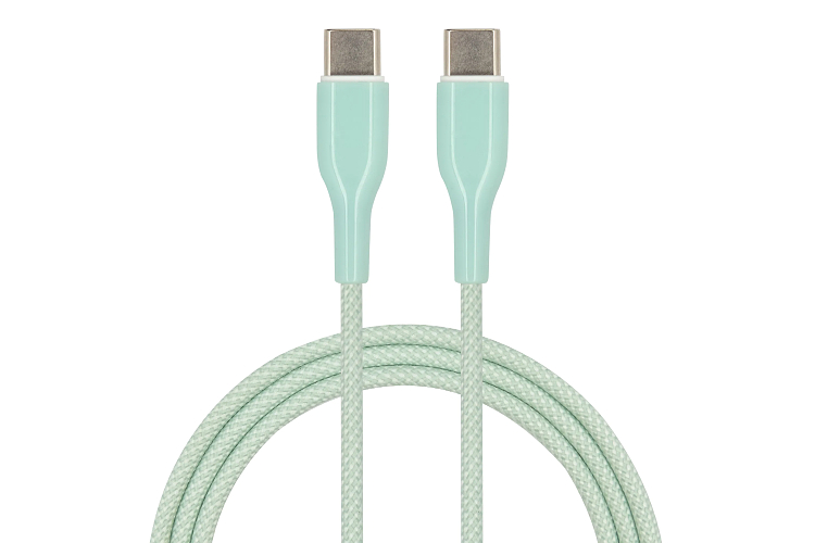 Mint Green USB-C to USB-C Cable 60W Fast Charging Braided Data Cord