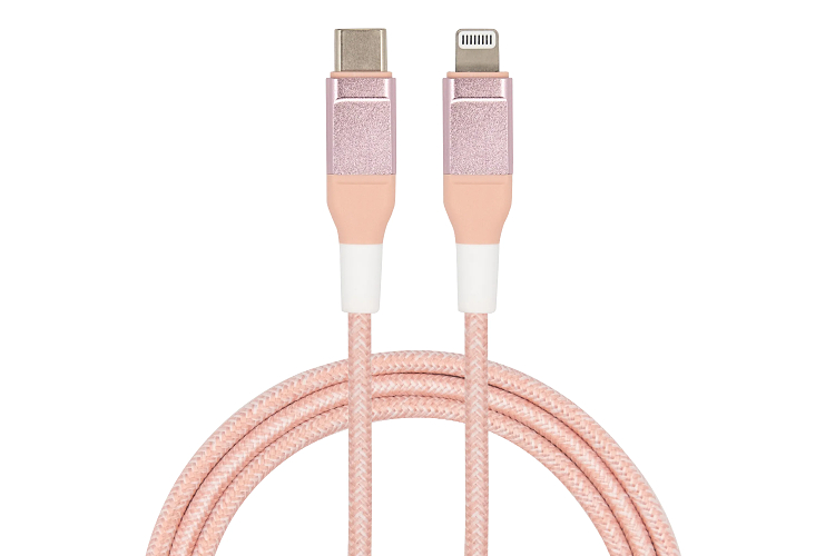 Pink USB-C to Lightning Cable 1m Fast Charging Braided Data Cord for iPhone